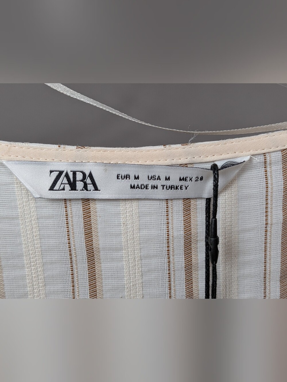 Zara Striped Tiered Maxi Dress in Cream and Tan - Picture 3 of 8